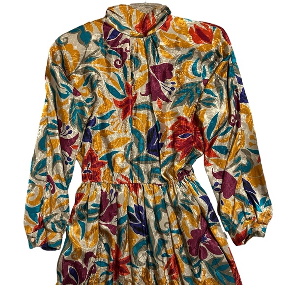 J. ELLIS Vintage Floral Long Sleeve Mock Neck Maxi Dress 16 - Picture 2 of 14